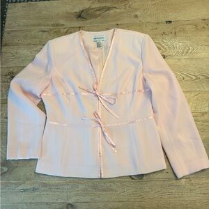 Ultra feminine double tie front pale pink Bloomingdale’s Blazer Size 16